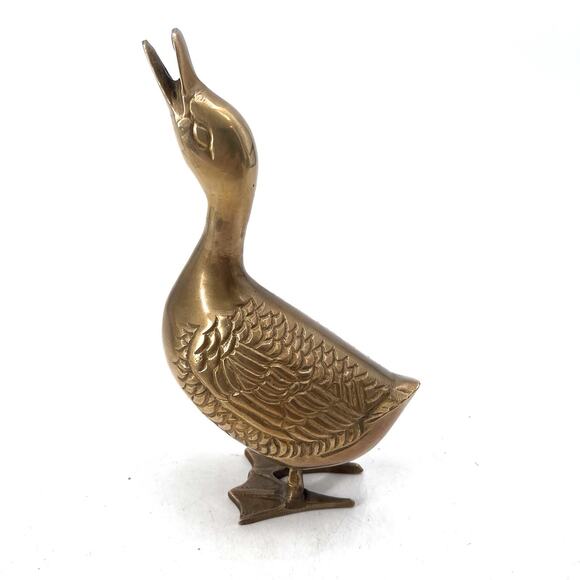 Vintage Brass Standing Duck Goose Figurine 4.5" X 7.75" Tall - Picture 5 of 9